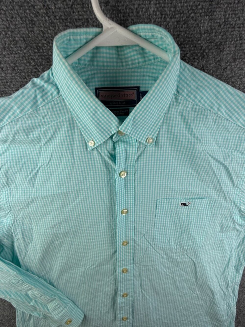 Vineyard Vines Large Tucker Blue Check Button Up Shirt Long Sleeve Men Cotton **